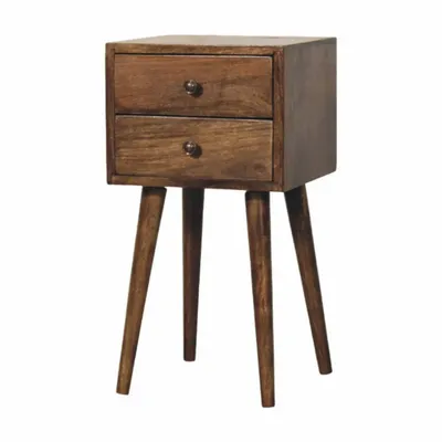 Tables de nuit - Artisan Furniture Solid Wood Table de chevet Nordic à 2 tiroirs en gris classique - ARTISAN FURNITURE