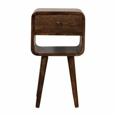 Tables de nuit - Artisan Furniture Solid Wood Table de chevet arrondie à étagères ouvertes - ARTISAN FURNITURE