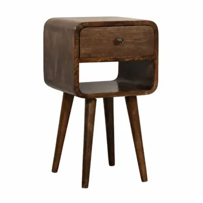 Tables de nuit - Artisan Furniture Solid Wood Table de chevet arrondie à étagères ouvertes - ARTISAN FURNITURE