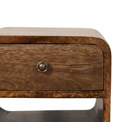 Tables de nuit - Artisan Furniture Solid Wood Table de chevet arrondie à étagères ouvertes - ARTISAN FURNITURE