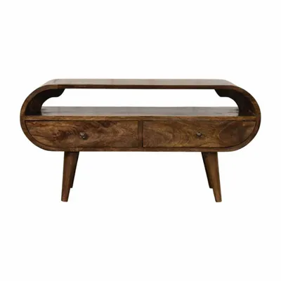 Meubles TV - Artisan Furniture Solid Wood Meuble multimédia arrondi à 2 tiroirs - ARTISAN FURNITURE