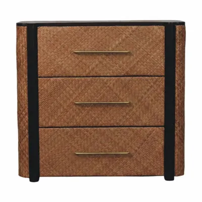 Commodes - Artisan Furniture Solid Wood Commode Havana Weave à 3 tiroirs - ARTISAN FURNITURE
