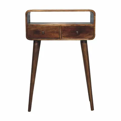 Consoles - Artisan Furniture Solid Wood Mini console incurvée gris délavé - ARTISAN FURNITURE