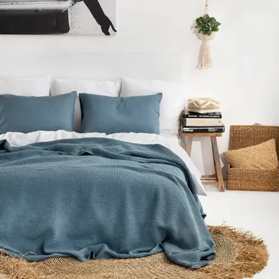 Linge de lit - Couverture gaufrée bleu gris - MAGICLINEN