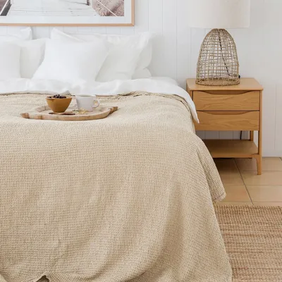 Linge de lit - Couverture gaufrée en lin couleur vanille - MAGICLINEN