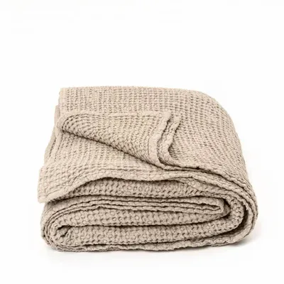 Linge de lit - Couverture gaufrée en lin couleur cannelle - MAGICLINEN