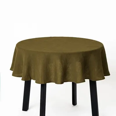 Nappes - Nappe ronde en lin vert olive - MAGICLINEN