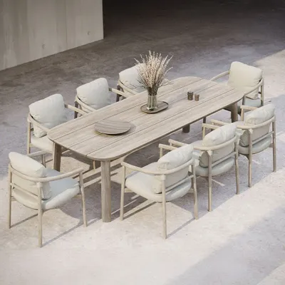 Tables de jardin - Ensemble de salle à manger Lyora pour 8 - SNOC