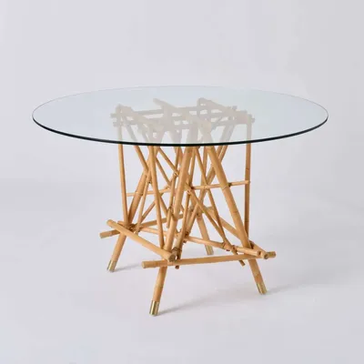 Dining Tables - MIKADO rattan round table - KOK MAISON