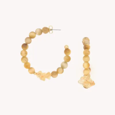 Bijoux - Boucles d'oreilles créoles oeil de tigre - Alegria Beach - NATURE BIJOUX