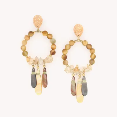 Bijoux - Boucles d'oreilles poussoir gitanes 3 pampilles - Alegria Beach - NATURE BIJOUX