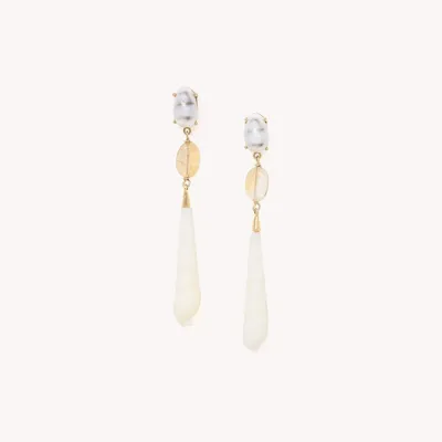 Bijoux - Boucles d'oreilles poussoir citrine et Terebra punctatostriata - Alona - NATURE BIJOUX