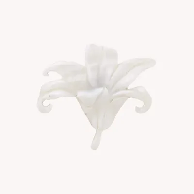 Bijoux - Broche fleur & tige nacre blanche - Lis Blanc - NATURE BIJOUX