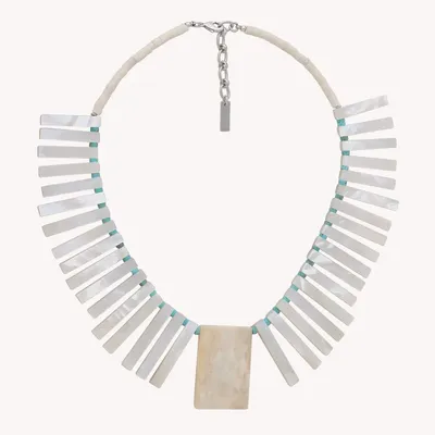Bijoux - Collier plastron batonnets Nacre blanche - Milos - NATURE BIJOUX