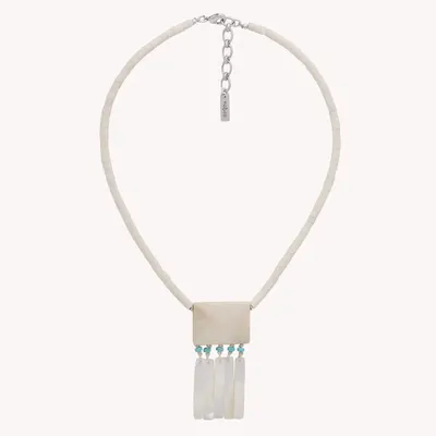 Bijoux - Collier pendentif os et nacre blanche - Milos - NATURE BIJOUX