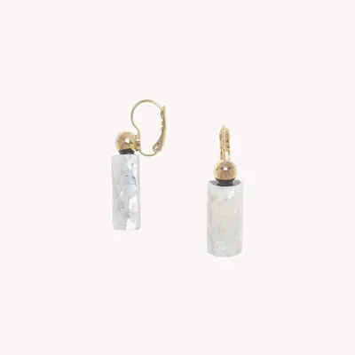 Bijoux - Boucles d'oreilles dormeuses cracking nacre blanche - Okawa - NATURE BIJOUX