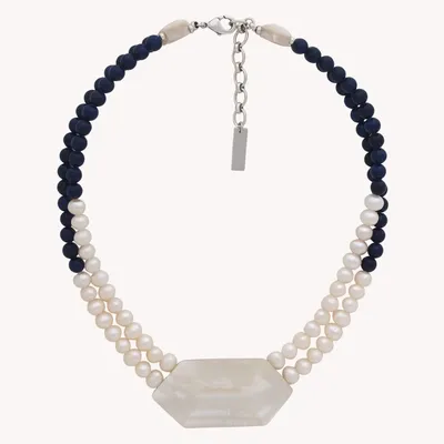Bijoux - Collier plastron hexagone nacre - Pacifique - NATURE BIJOUX