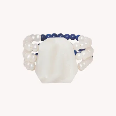 Bijoux - Bracelet extensible 3 rangs perles et Lapis - Pacifique - NATURE BIJOUX