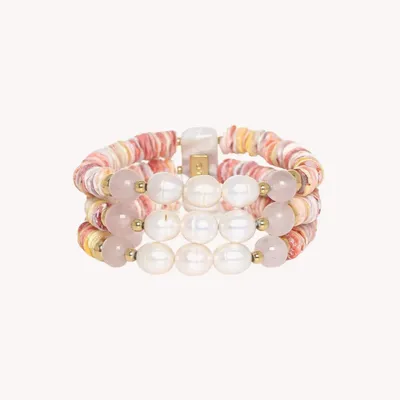 Jewelry - 3 rows stretch bracelet - Spiaggia Rosa - NATURE BIJOUX
