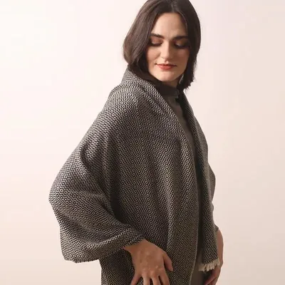 Scarves - Black & White Bird's Eye Cashmere Scarf - PASHMA