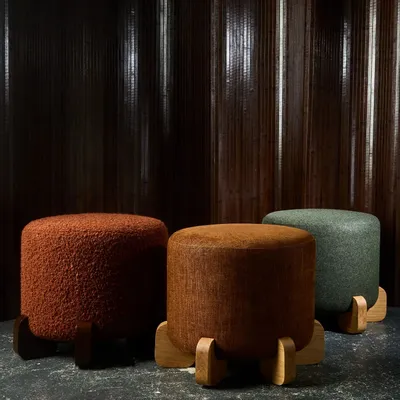Tabourets pour collectivités - Ipanema Pouf design contemporain pied bois massi, tissu, option COM - DUISTT