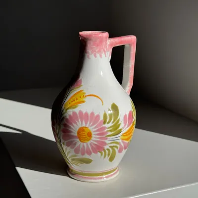 Decorative objects - Mini pink green and yellow stylized flower jug H15.5 - OFFICE OBJETS
