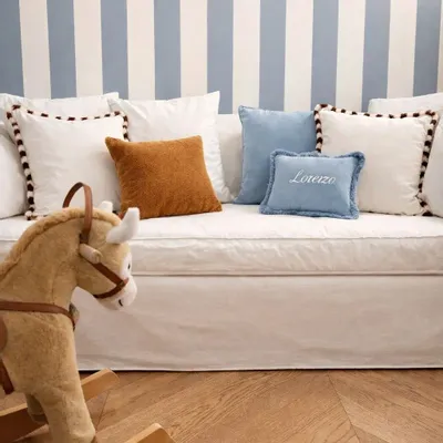 Coussins - Couple Bicolor Happy Cushion in White and Brick Velvet - LO DECOR