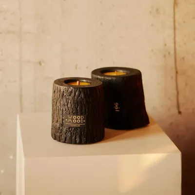 Bougeoirs et photophores  - VOLCANO Original (huile de menthe crépue) - WOOD MOOD | :DODOMOOM