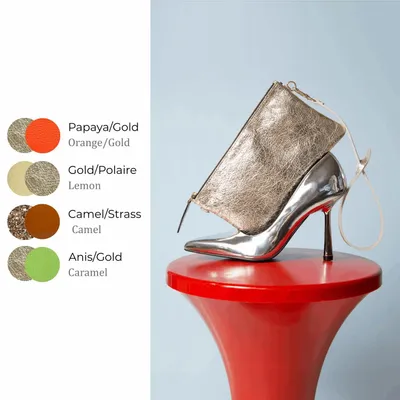 Clutches - Juliette two-tone full grain leather pouch — 21 x 12.5 cm - ATELIER BALTUS