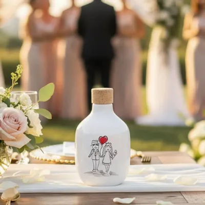 Food storage - Personalized ceramic oil bottle with message and love 200 ml - BOTTEGA DEGLI ARTISTI