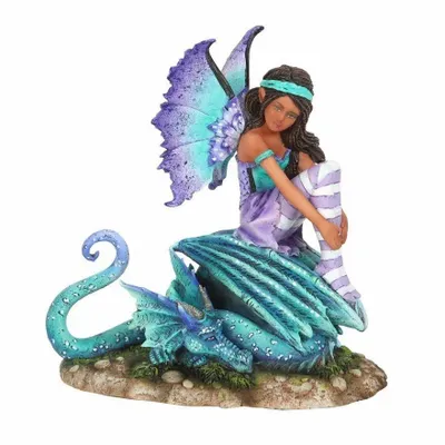 Ornaments - 16cm Dragon Perch Fairy Figurine by Amy Brown - SOMETHING DIFFERENT WHOLESALE