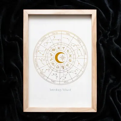 Decorative objects - Off White Astrology Wheel Framed Wall Art Print - SOMETHING DIFFERENT WHOLESALE