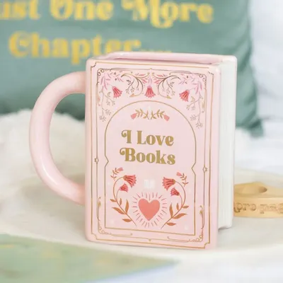 Tasses et mugs - Mug rose en forme de livre « J’aime les livres » - SOMETHING DIFFERENT WHOLESALE