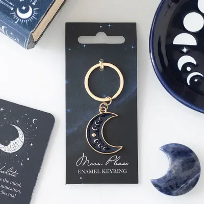 Decorative objects - Blue Moon Phase Crescent Moon Keyring - SOMETHING DIFFERENT WHOLESALE