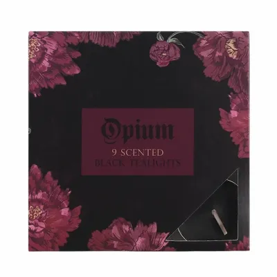 Candles - Pack of 9 Opium Scented Black Tealights - SOMETHING DIFFERENT WHOLESALE