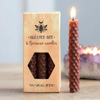 Candles - Set of 6 Brown Beeswax Spell Candles - SOMETHING DIFFERENT WHOLESALE