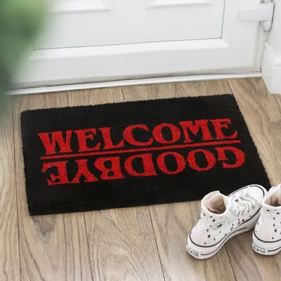 Tapis - Paillasson noir « Bienvenue et au revoir » - SOMETHING DIFFERENT WHOLESALE