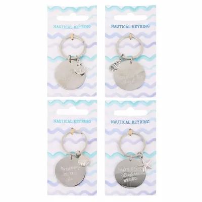Decorative objects - Pack of 12 Nautical Metal Keyrings - SOMETHING DIFFERENT WHOLESALE