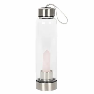 Verres - Bouteille d'eau purificatrice en verre de quartz rose - SOMETHING DIFFERENT WHOLESALE