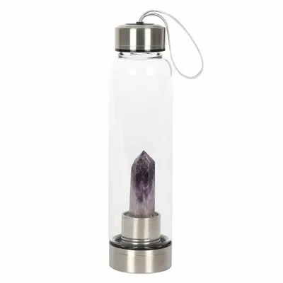Glass - Amethyst Calming Glass Water Bottle - SOMETHING DIFFERENT WHOLESALE