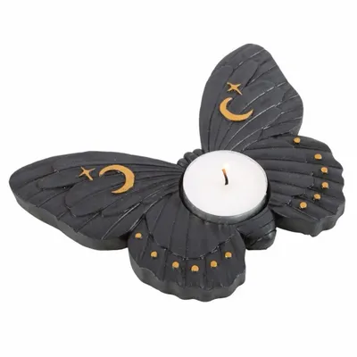 Bougeoirs et photophores  - Porte-bougie chauffe-plat papillon noir - SOMETHING DIFFERENT WHOLESALE