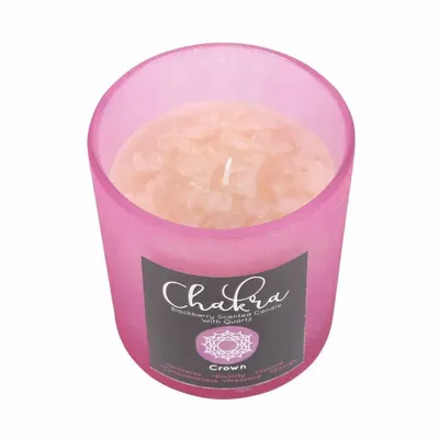 Candles - Crown Chakra Blackberry Crystal Chip Candle - SOMETHING DIFFERENT WHOLESALE