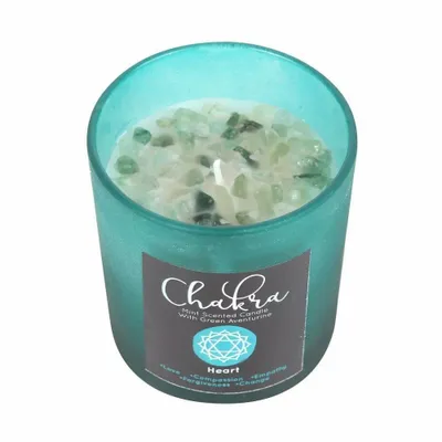 Candles - Heart Chakra Mint Crystal Chip Candle - SOMETHING DIFFERENT WHOLESALE