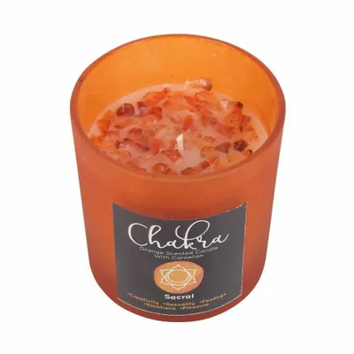 Bougies - Bougie aux éclats de cristal orange pour le chakra sacré - SOMETHING DIFFERENT WHOLESALE