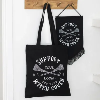 Sacs et cartables - Sac fourre-tout en polycoton « Soutenez votre coven de sorcières local » - SOMETHING DIFFERENT WHOLESALE