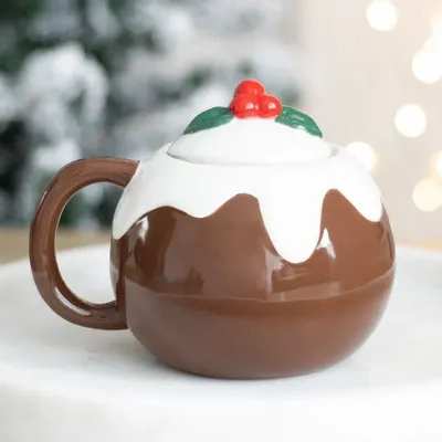 Mugs - Christmas Pudding Shaped Mug - SOMETHING DIFFERENT WHOLESALE