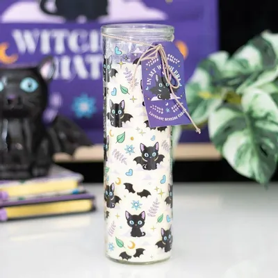 Candles - Cute and Creepy Cat Print Lavender Tube Candle - SOMETHING DIFFERENT WHOLESALE