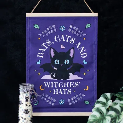 Other wall decoration - Bats, Cats and Witches Hats Fabric Wall Hanging - SOMETHING DIFFERENT WHOLESALE