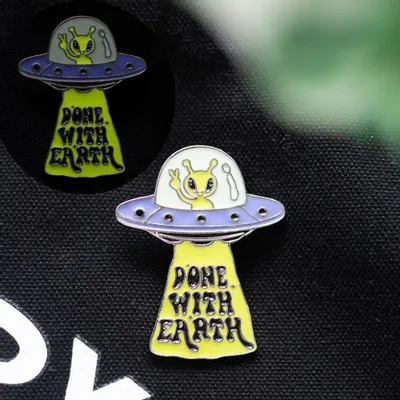 Jewelry - Glow in the Dark UFO Enamel Pin Badge - SOMETHING DIFFERENT WHOLESALE