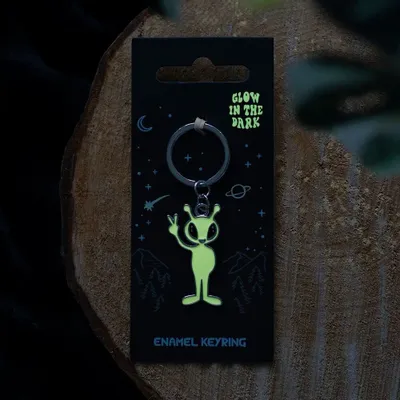 Decorative objects - Glow in the Dark Alien Keyring - SOMETHING DIFFERENT WHOLESALE